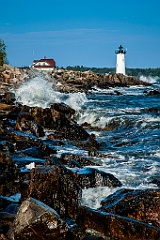 Rough Surf on Rocky Shore by Portsmouth Harbor Light